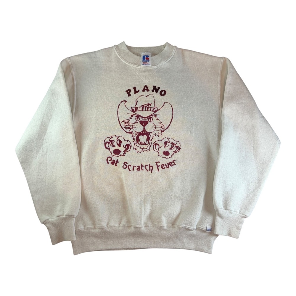 Vintage Russell Athletic Kids L Plano Texas Wildcats Scratch Fever Sweatshirt